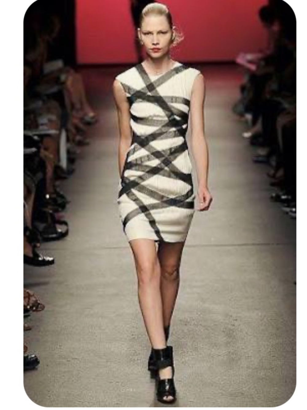 Thakoon Ivory and Black Ribbon-Detail Sleeveless Dress size 8